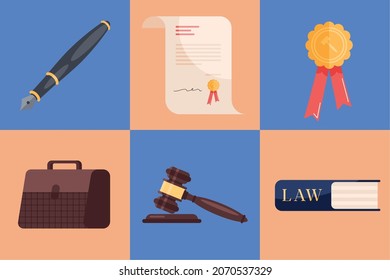 six notary services set icons