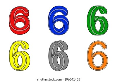 Six number (six) 3d on white background