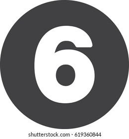 Six, Number 6 flat icon, circular sign