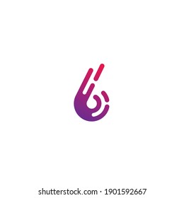 El concepto de diseño del icono de logotipo dinámico moderno número 6. Plantilla de vector