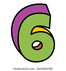 six or number 6 vector logo colorful playful design illustration