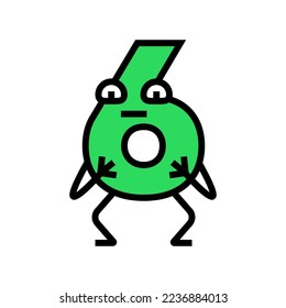 six number character color icon vector. six number character sign. isolated symbol illustration