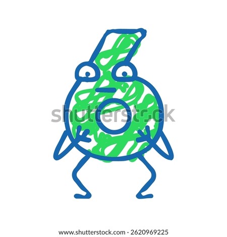 six number character doodle icon sketch vector. six number character sign. isolated symbol illustration