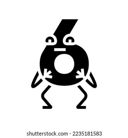 vector de icono de glifo de seis caracteres. signo de seis caracteres. ilustración de símbolo aislado