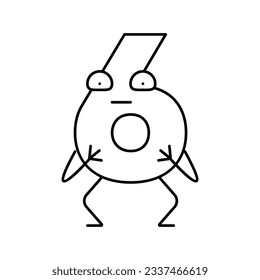six number character line icon vector. six number character sign. isolated contour symbol black illustration