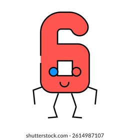 six number character line icon vector. six number character sign. isolated symbol illustration
