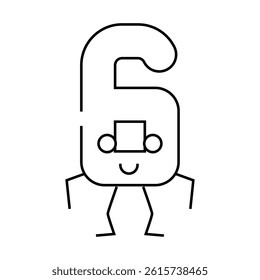 six number character line icon vector. six number character sign. isolated contour symbol black illustration