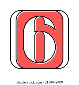 six number color icon vector. six number sign. isolated symbol illustration