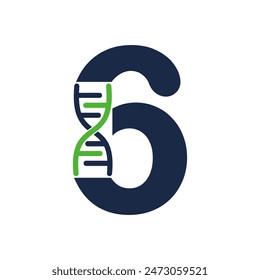 Six number dna logo template illustration