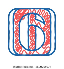 six number doodle icon sketch vector. six number sign. isolated symbol illustration