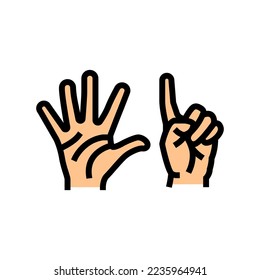 six number hand gesture color icon vector. six number hand gesture sign. isolated symbol illustration