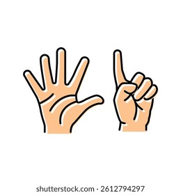 six number hand gesture color icon vector. six number hand gesture sign. isolated symbol illustration