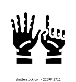 six number hand gesture glyph icon vector. six number hand gesture sign. isolated symbol illustration