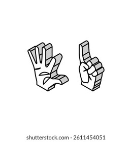 six number hand gesture isometric icon vector. six number hand gesture sign. isolated symbol illustration
