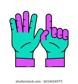 six number hand gesture line icon vector. six number hand gesture sign. isolated symbol illustration