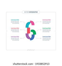 six number infographic template. web, internet, annual report, magazine infographic template. six-option information template