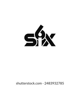 Six number, letters, negative space. Logo design.