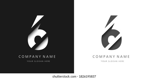 six number modern logo broken design