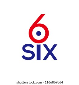 SIX number text logotype icon vector template