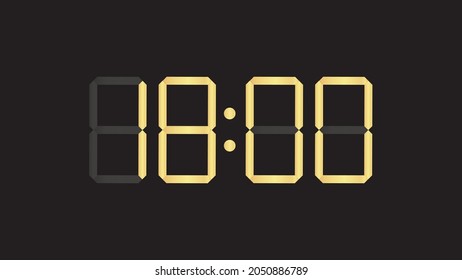 six o clock pm luxury gold digital watch  vector 