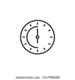 Six o'clock line icon. linear style sign for mobile concept and web design. Clock time outline vector icon. Symbol, logo illustration. Vector graphics