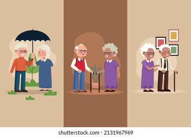 six old persons characters scene