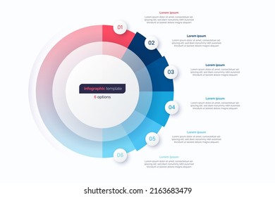 Six option circle infographic design template. Vector illustration.