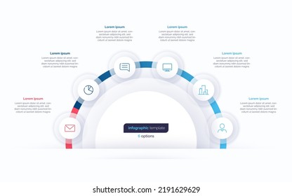 Six option circle infographic design template. Vector illustration.