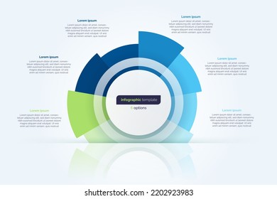 Six option circle infographic design template. Vector illustration.