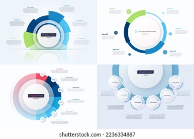 Six option circle infographic design templates. Vector illustration.