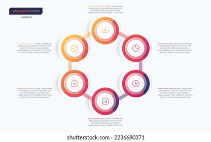 Six option circle infographic design template. Vector illustration.