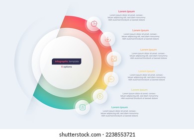 Six option circle infographic design template. Vector illustration.