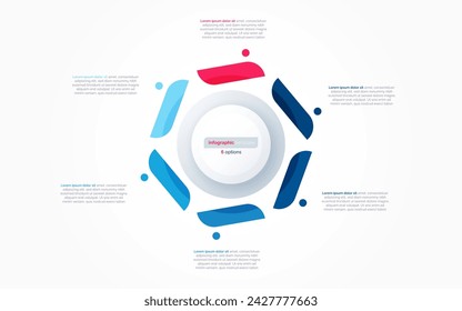 Six option circle infographic design template. Vector illustration.