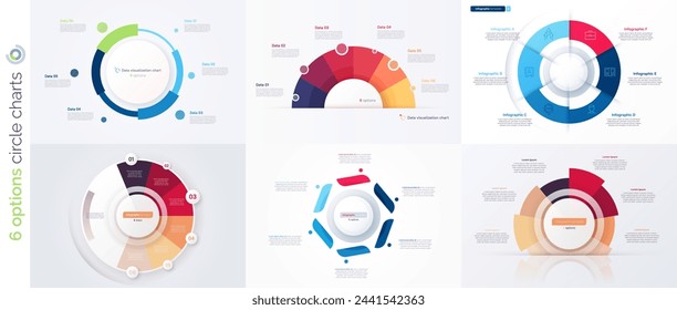 Six option circle infographic design templates. Vector illustration.