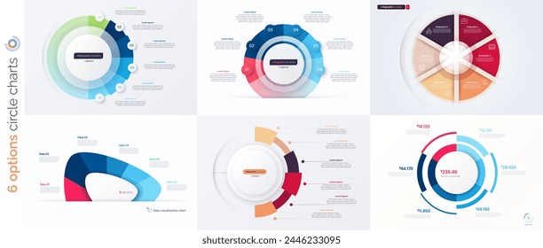 Six option circle infographic design templates. Vector illustration.