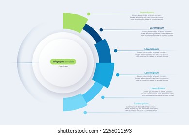 Six option circle infographic diagram. Vector illustration.