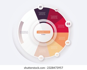 Six option circle infographic diagram. Vector illustration.