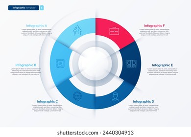 Six option cycle infographic chart. Vector illustration.