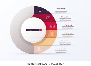 Six option cycle infographic chart. Vector illustration.