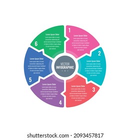six option informational templates. round wheel infographic template. internet, web, annual report, magazine information template