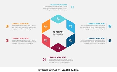 Six Options Circle Cycle Infographic Template Design