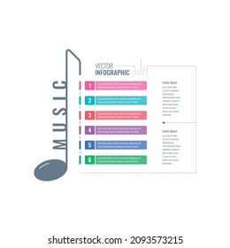 six options education info template. web, annual report, magazine infographic template. music note themed informational template
