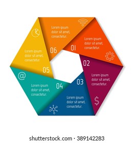 Six options infographic banner. Isolated polygonal workflow layout. Number banner template for diagram, presentation or chart. 6 parts progress steps for tutorial. Business concept sequence banner.