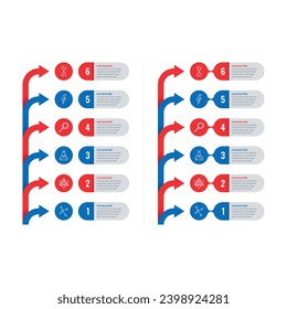 six options infographic template. arrow sign information template. internet, business, magazine, education, annual report information template