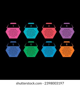 six options infographic template. business, industry, annual report, education, magazine, internet infographic template. colorful hexagons infographic template