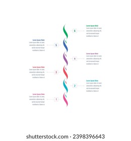 six options infographic template. business, industry, annual report, education, magazine, internet infographic template. wavy lines infographic template