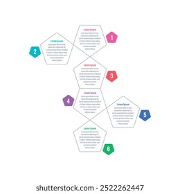 six options infographic template. health, business, education report, education, magazine infographic template. health and science infographic theme with hexagon