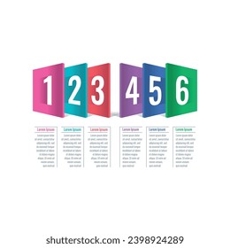 six options infographic template. perspective colorful cards infographic template. internet, education, business, annual report, magazine information template