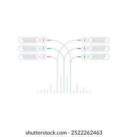 six options infographic template. vertical cards infographic template. internet, web, magazine, annual report information template. infographic template for business, science, education world
