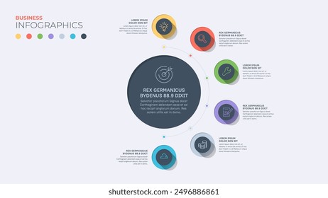 Seis opciones o seis etapas. Plantilla de Vector de infografías. Los trazos son editables